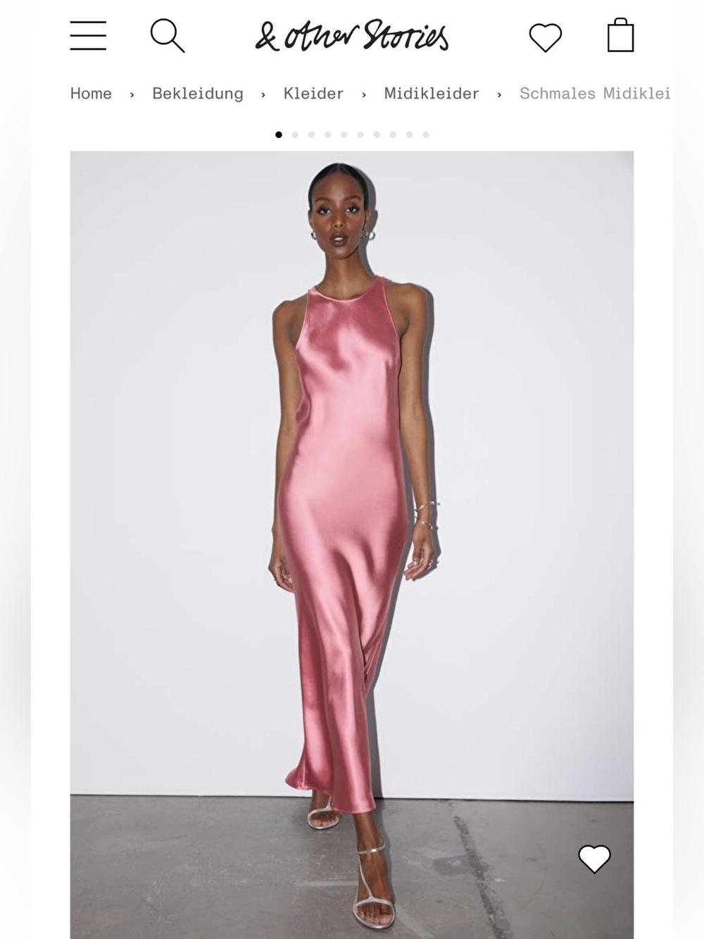 & Other Stories Slim Satin Midi Dress